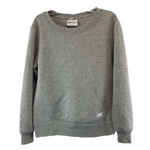 Skechers Sport Womens Embossed Sweatshirt Size Small Gray Long Sleeve Pullover